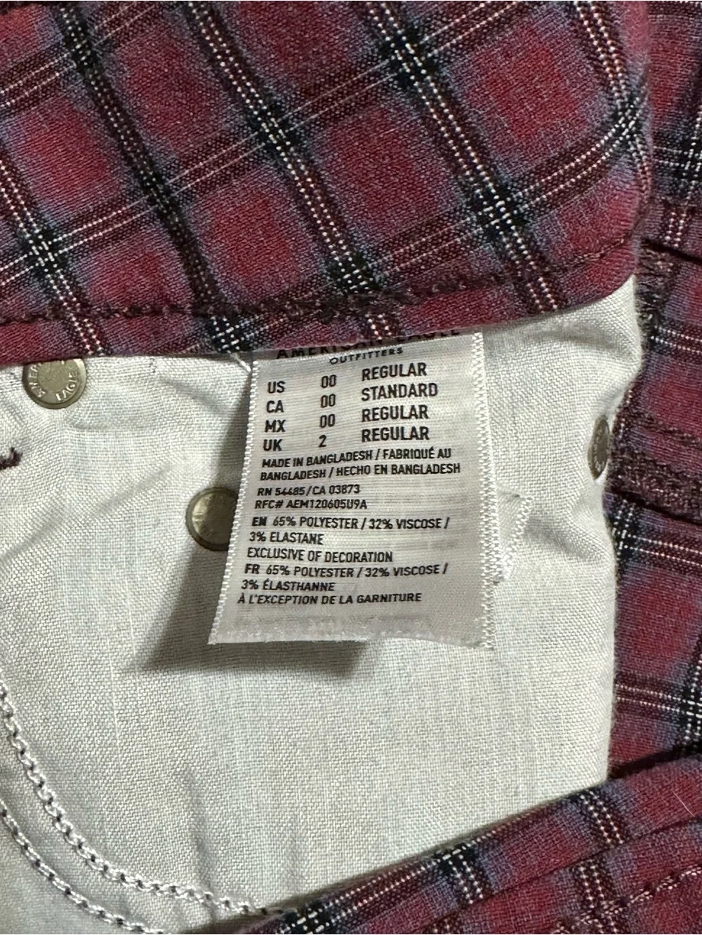 American Eagle Outfitters Maroon Plaid Mini Skirt - Picture 4 of 5